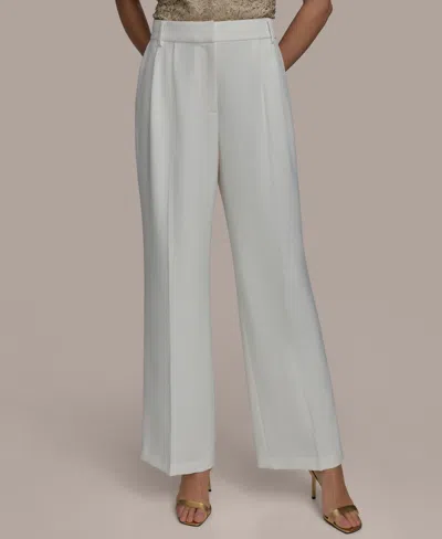 Donna Karan Women's Pleat-front Wide-leg Pants In Cream