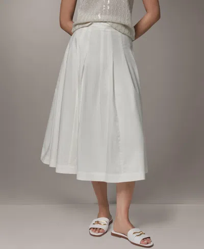 Donna Karan New York Pleated Midi Skirt In White