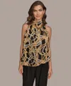 Donna Karan New York Cowl Neck Sleeveless Shirt In Black