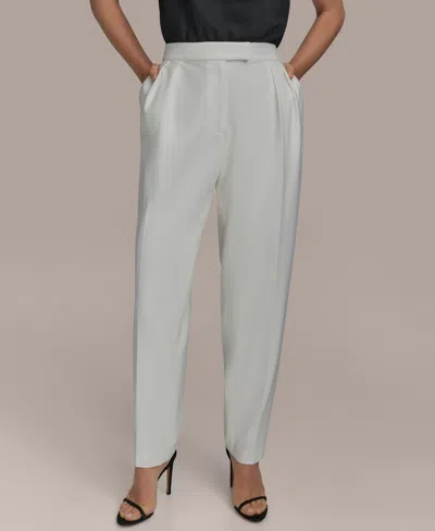 Donna Karan Women's Pleated Straight-leg Pants In Cream