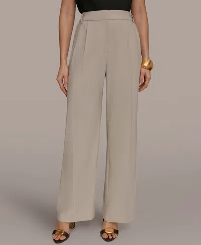 Donna Karan New York Pleated Wide Leg Pants In Gray