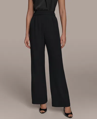 Donna Karan Women's Pleated Wide-leg Pants In Black