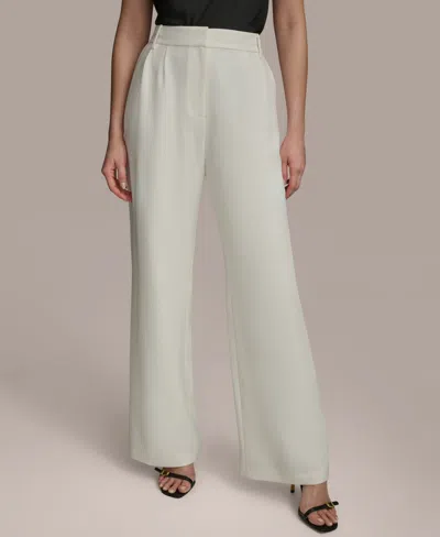 Donna Karan Women's Pleated Wide-leg Pants In Cream