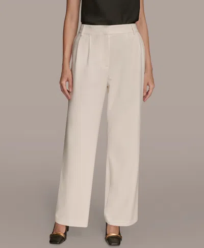 Donna Karan Women's Pleated Wide Leg Pants In White