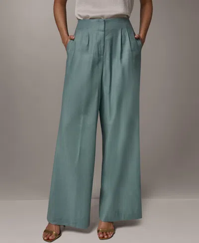 Donna Karan Women's Pleated Wide-leg Pants In Green