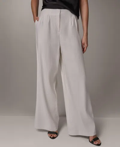 Donna Karan Women's Pleated Wide-leg Pants In White