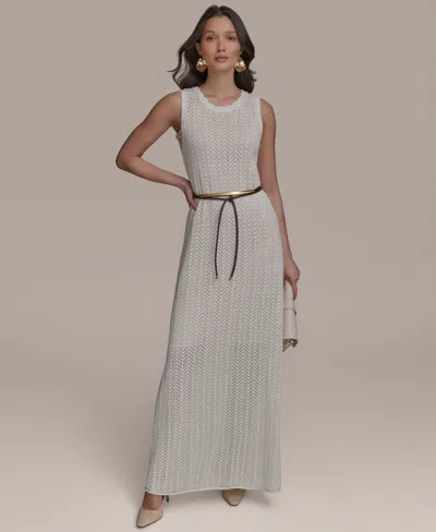 Donna Karan Women's Pointelle Knit Belted Dress