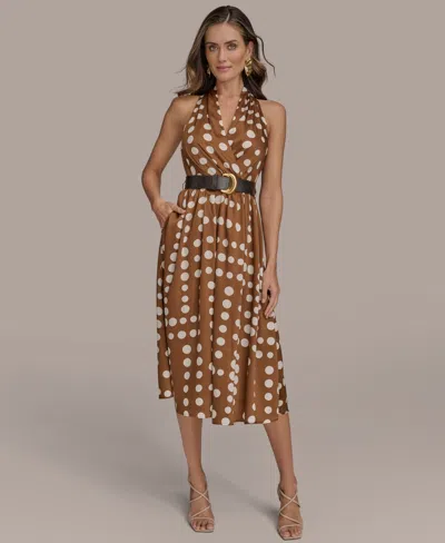 DONNA KARAN WOMEN'S POLKA-DOT BELTED A-LINE DRESS