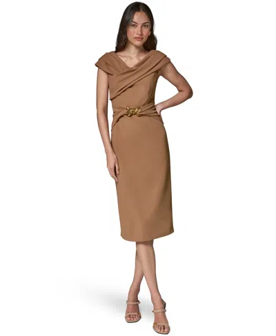 Donna Karan New York Hardware Waist Sheath Dress In Brown