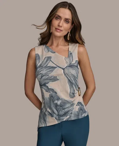 Donna Karan Women's Printed Asymmetric Sleeveless Top In Multi