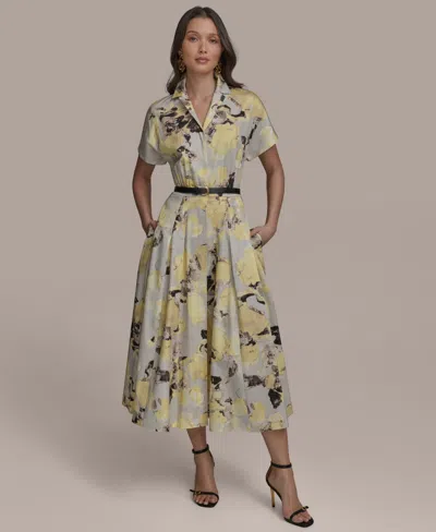 Donna Karan Women's Printed Cotton Shirtdress In Limoncello Multi
