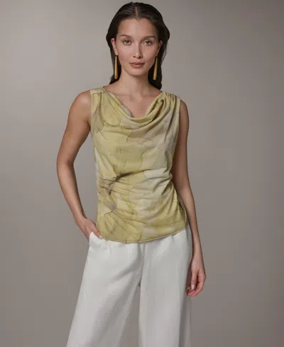 Donna Karan Women's Printed Cowl Neck Blouse In Green