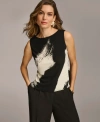 Donna Karan Women's Printed Crewneck Sleeveless Top, Regular & Petite Sizes In Black Multi