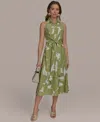 Donna Karan New York Sleeveless Linen Blend Shirtdress In Kiwi Cream