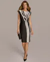 Donna Karan New York Cap Sleeve Sheath Dress In Black Multi