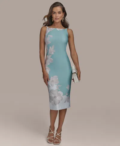 Donna Karan Floral Print Scuba Knit Sheath Dress In Pale