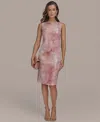 Donna Karan Sequined Cowl Back Dress In Apricot Multi