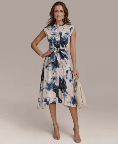 Donna Karan Women's Printed Tie-front Dress In Multi