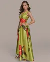 Donna Karan New York Floral Print Sleeveless A-line Dress In Green