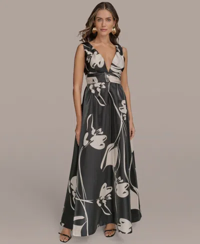 Donna Karan Women's Printed V-neck Sleeveless Gown