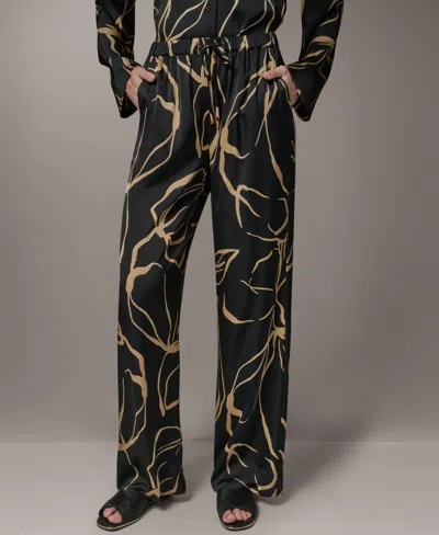 Donna Karan Women's Printed Wide-leg Pull-on Pants In Black