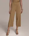 Donna Karan Womens Metallic Open Front Cardigan Cropped Pants In Hazelnut