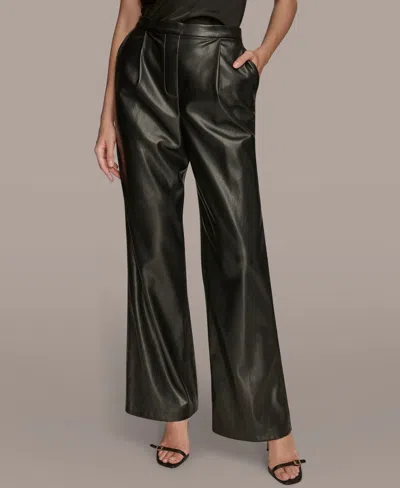 Donna Karan New York Pull On Faux Leather Pants In Black