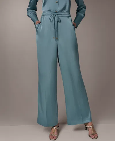 Donna Karan Women's Pull-on Mid-rise Pants In Blue