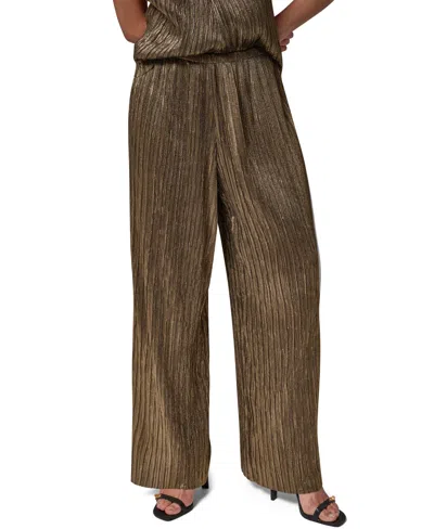 Donna Karan Women's Pull-on Wide-leg Pants In Black With Gold Foil