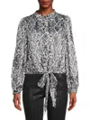 Donna Karan Snakeskin Print Tie Hem Blouse In Python