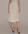 Donna Karan Women's Rib Knit Wrap Midi Skirt In White