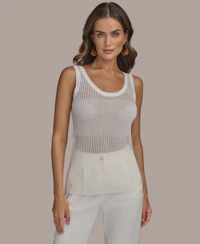 Donna Karan Women's Ribbed Sweater Shell In Cream