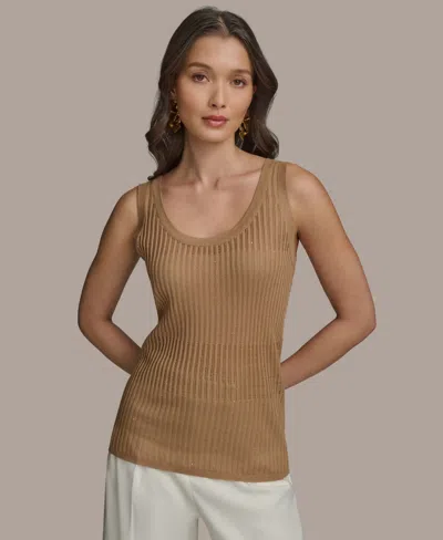Donna Karan Women's Ribbed Sweater Shell In Hazelnut