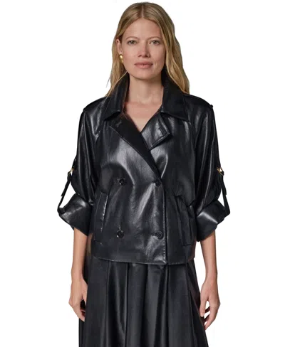 Donna Karan Women's Roll-sleeve Short Jacket In Black