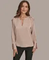 Donna Karan New York Chain Detail Long Sleeve Top In Neutral