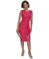 Donna Karan New York Side Ruched Sleeveless Minidress In Audacious
