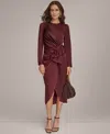 Donna Karan Women's Ruched Midi Dress In Burgundy