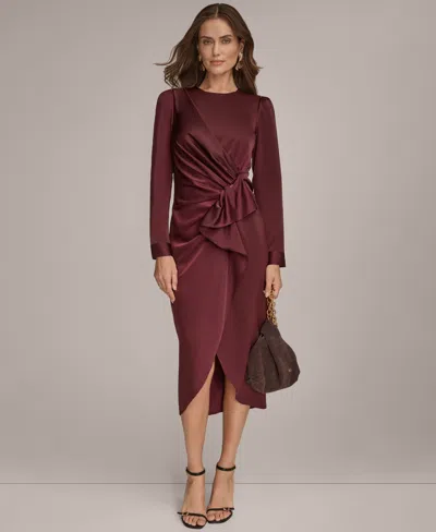 Donna Karan Women's Ruched Midi Dress In Burgundy