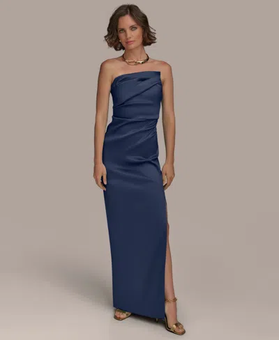 Donna Karan Women's Ruched Strapless Gown In Blue