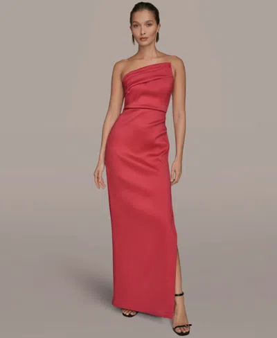Donna Karan Women's Ruched Strapless Gown In Orange