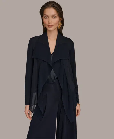 Donna Karan Women's Ruffle Front Jacket In Black