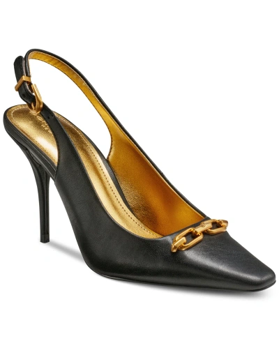 Donna Karan Women's Sadrina Leather Chain Bit Slingback Pumps In Black