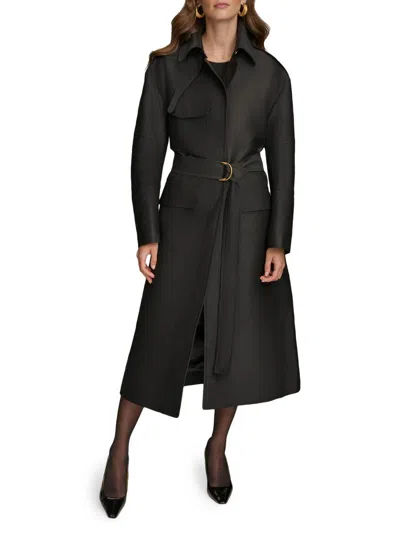 Donna Karan Women's Safari Sateen Trench Coat In Black