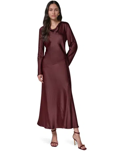 Donna Karan Women's Satin Cowl Neck A-line Dress In Multi