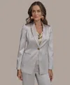 Donna Karan Petite Shawl-collar One-button Blazer In Tuscan Grey