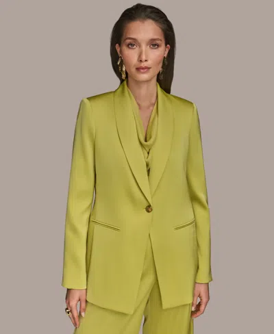 Donna Karan Women's Satin One-button Jacket, Regular & Petite In Green