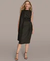Donna Karan Women's Satin Scarf Sheath Midi Dress In Black