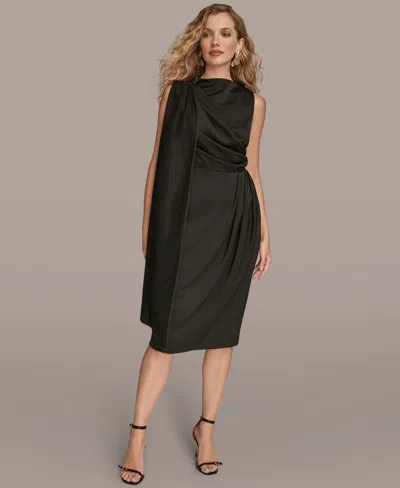 Donna Karan Women's Satin Scarf Sheath Midi Dress In Black
