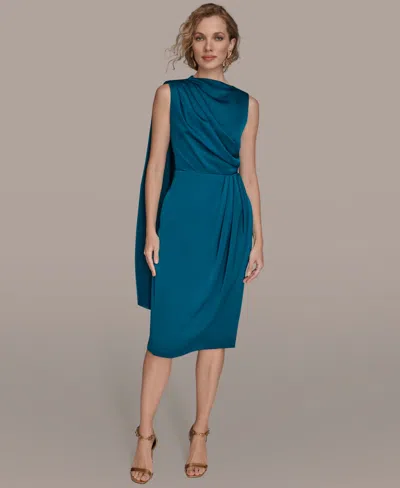 Donna Karan Women's Satin Scarf Sheath Midi Dress In Blue