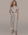 Donna Karan Tie Wasit Jumpsuit In Gray